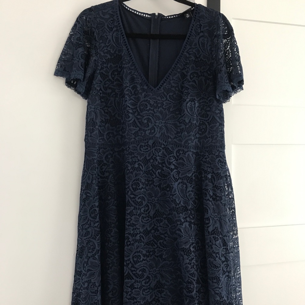 NWT Navy Lace Calf Length Dress